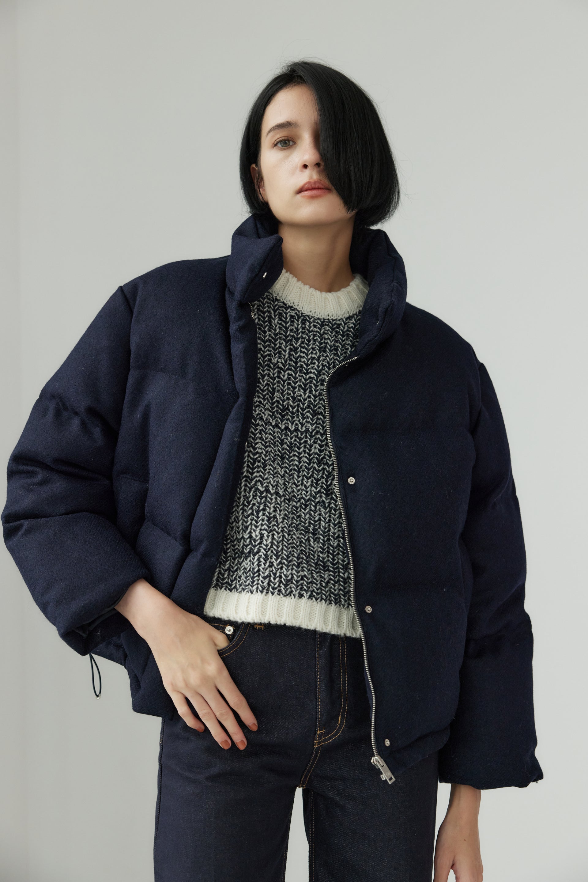 Wool Short Puffer Jacket