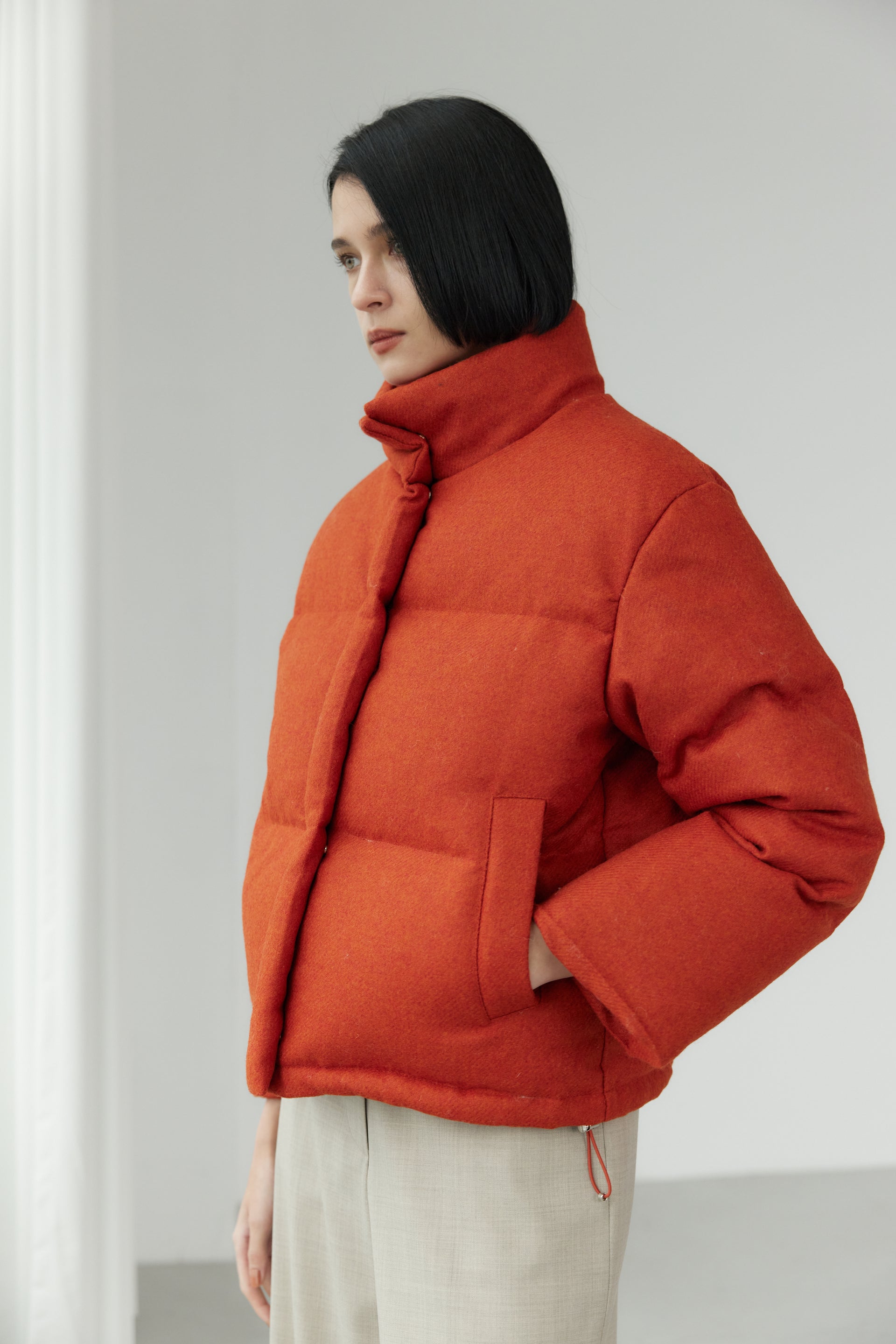 Wool Short Puffer Jacket